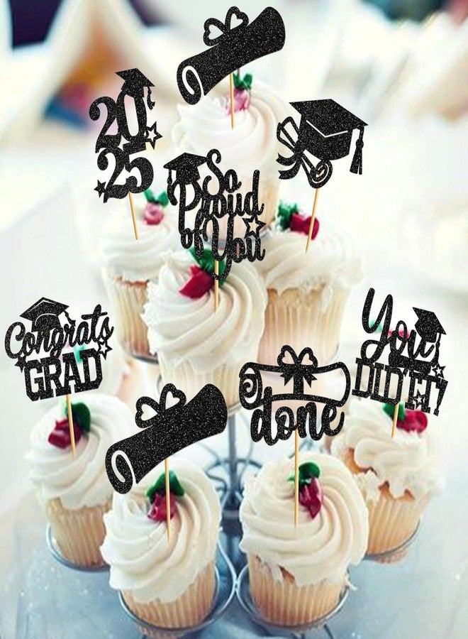Incrizma Graduation Cupcake Toppers 2025 Graduation Decorations Class of 2025 Cupcake Picks Congrats Cupcake Toppers 2025 Congrats Party Decorations 2025 - Image 1